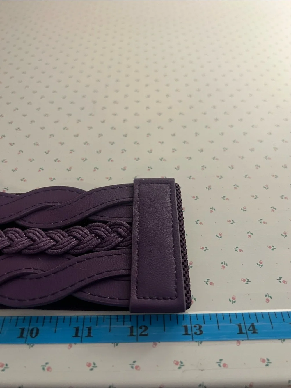Purple Braided Elastic Wide Waist Belt with Gold Buckle